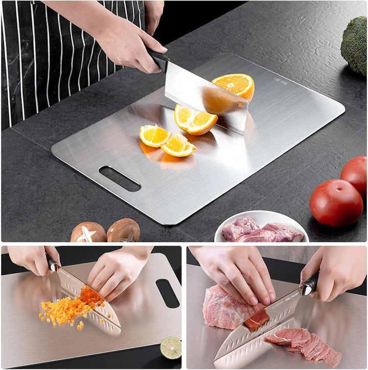 3 Stück 304 Schneidebrett Aus Edelstahl, Schneidebrett, Edelstahl-Schneidebrett, Dickes Metallschnei