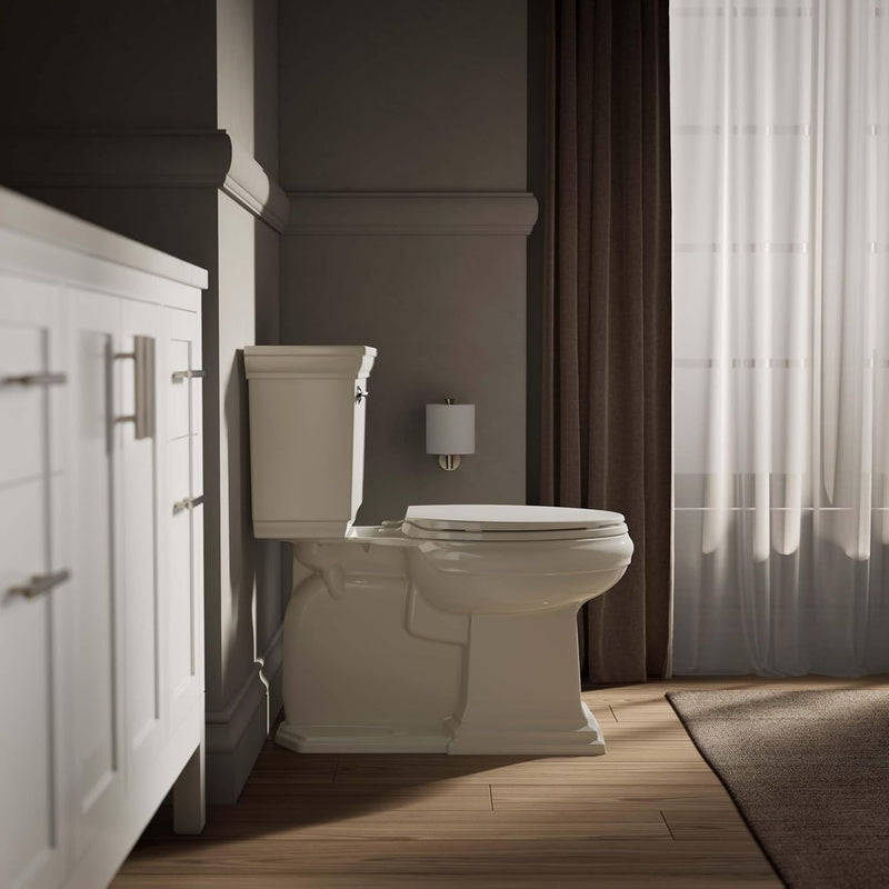 Kohler K-20110-96 Brevia Langer WC-Sitz mit grifffesten Stossfängern, geräuscharmer Sitz, Quick-Atta