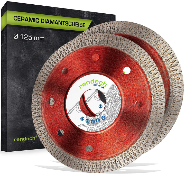 2x Ceramic Diamantscheibe 125mm für Fliesen, Feinsteinzeug, Granit uvm. Profi Diamanttrennscheibe 12