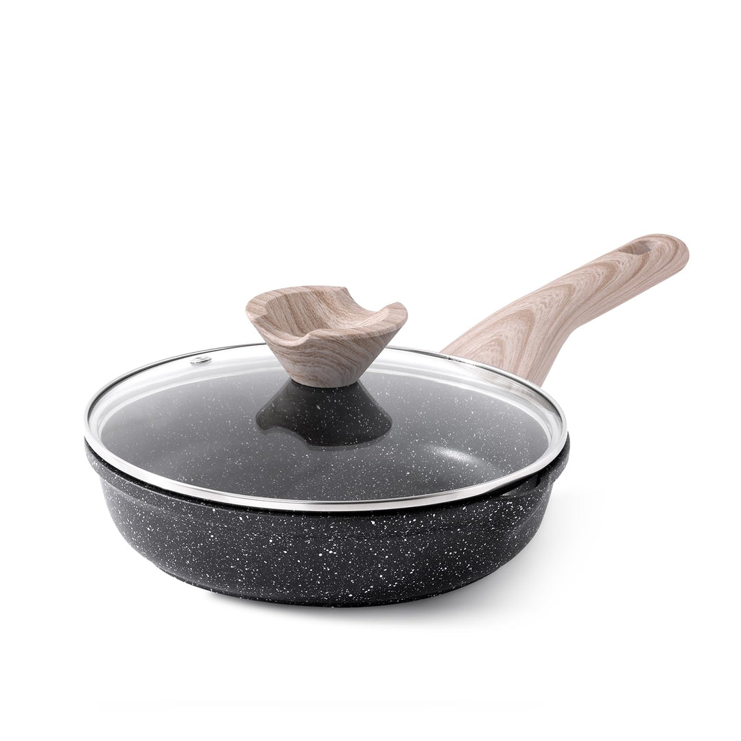 Kordisen Antihaft Bratpfanne mit Deckel, 20 cm Granit Beschichtung Pfanne Induktion, Gesund und Ungi