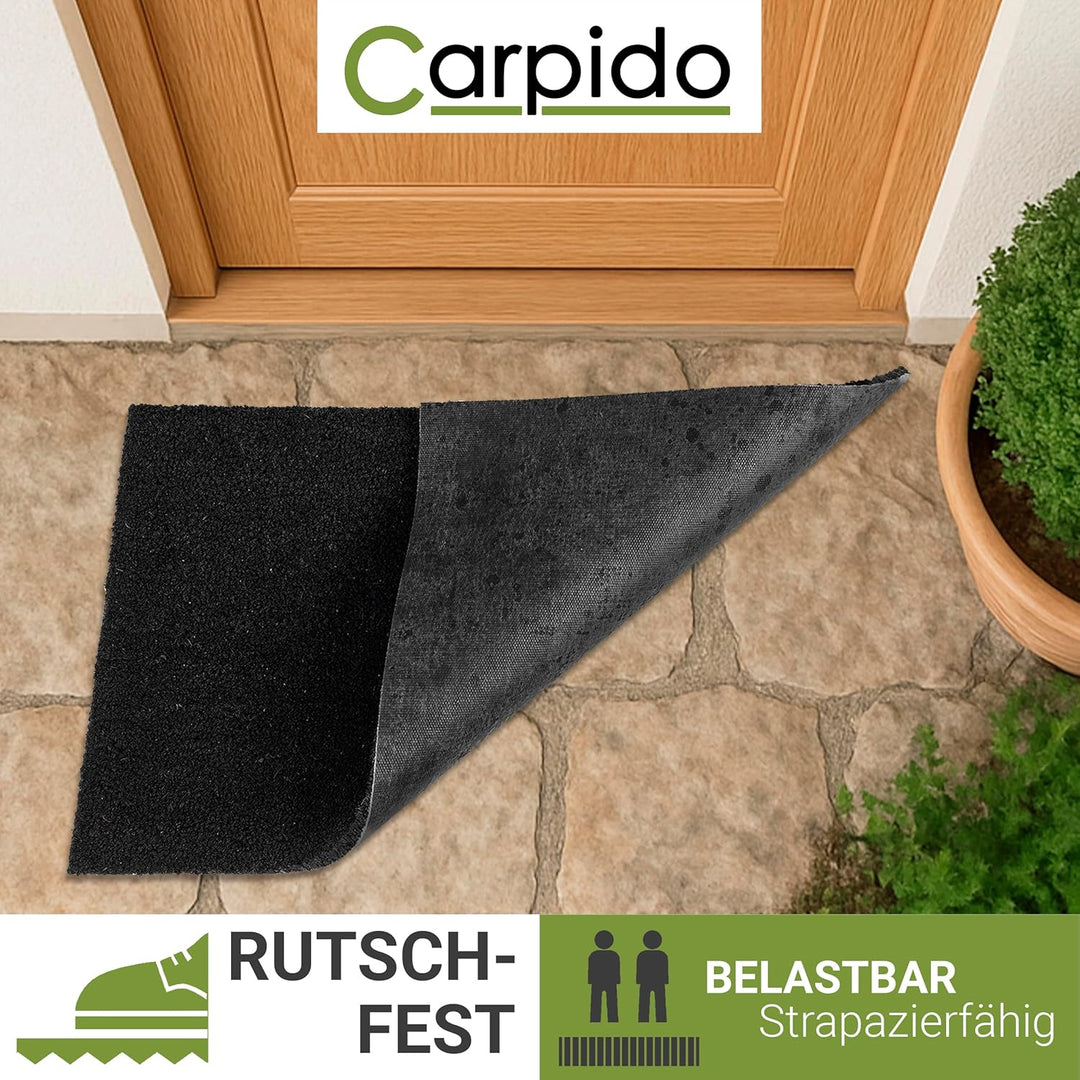 Carpido rutschfeste Kokosmatte - 60 x 100 cm Schwarz - Nachhaltige Naturfaser für den überdachten Au