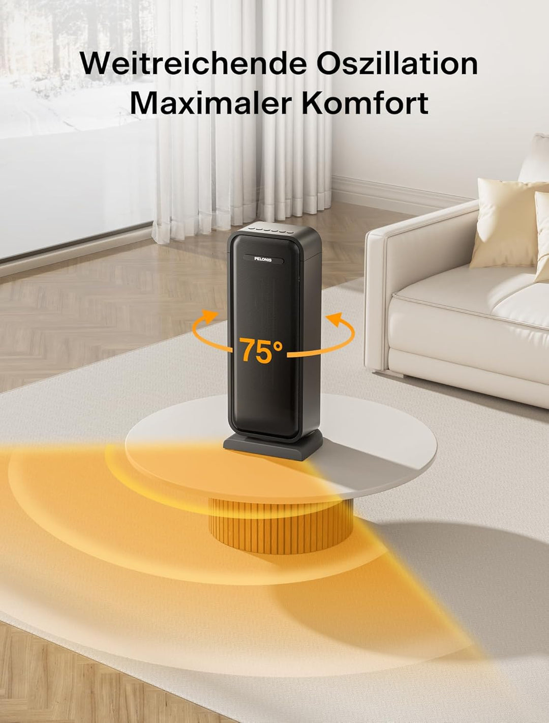 PELONIS Elektrische Heizung, 2000 W energieeffiziente, raumsparende Raumheizung, tragbare Keramik He