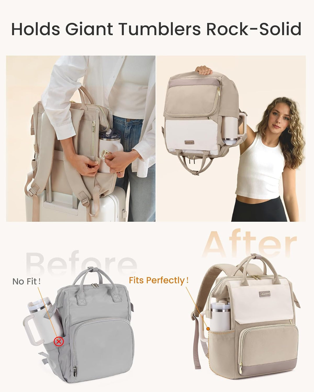 LOVEVOOK Rucksack Damen Gross, 17,3 Zoll Laptop Schulrucksack Teenager Wasserdicht Travel Backpack W