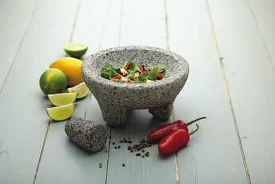 KitchenCraft World of Flavours „“Molcajete“ Mexikanisches Mörser und Stössel Set, Granit, 20