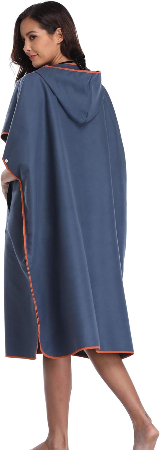 FLYILY Microfaser Surf Poncho Handtuch mit Kapuze Bademantel zum Schwimmen und Strand wechseln Einhe