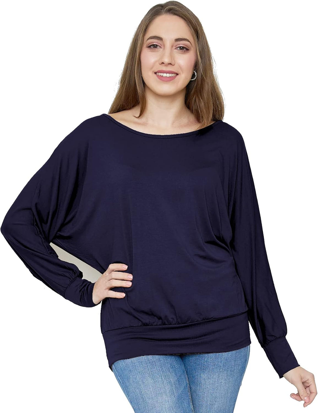 Van Der Rich ® - Oversize T-Shirt mit Fledermausärme - Damen Ml-marine M, Ml-marine M