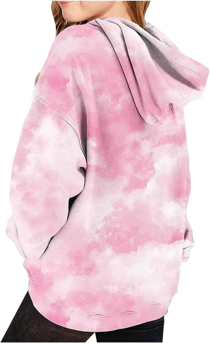 NZYIHAO Mädchen Hoodie Batik Kinder Pullover Freizeit Mode Sweatshirt mit Kapuze Herbst Winter Langa