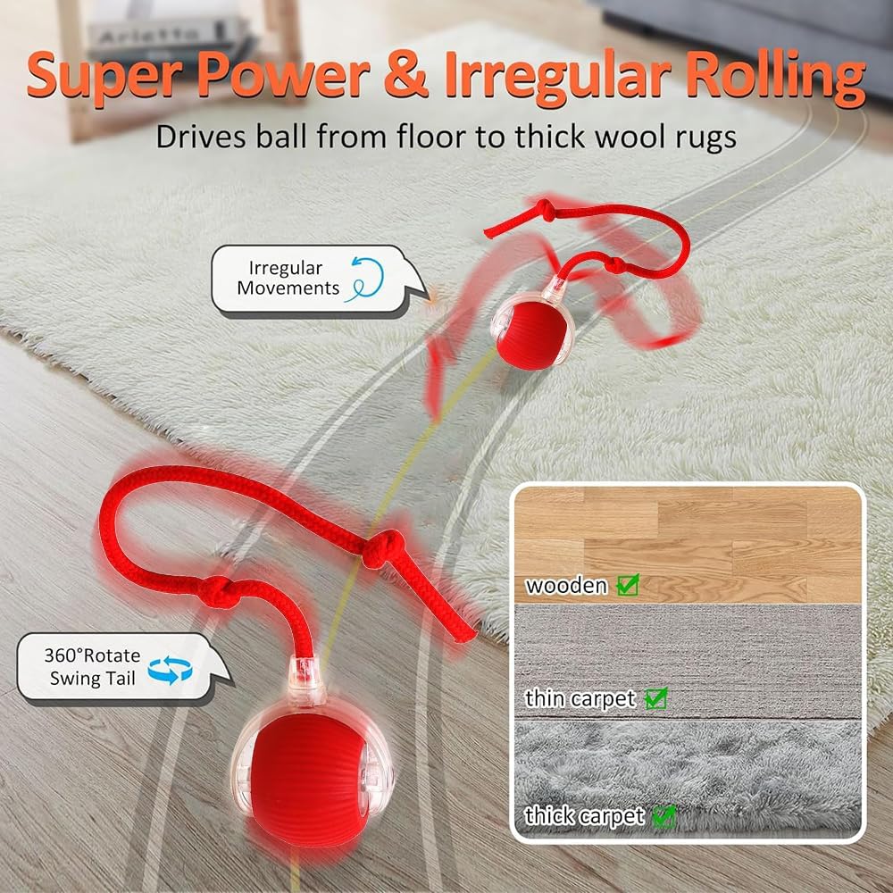 Interaktiver Spielball mit Schwanz für Katzen, 3 PCS Interaktiver Spielball für Katzen,Interaktiver