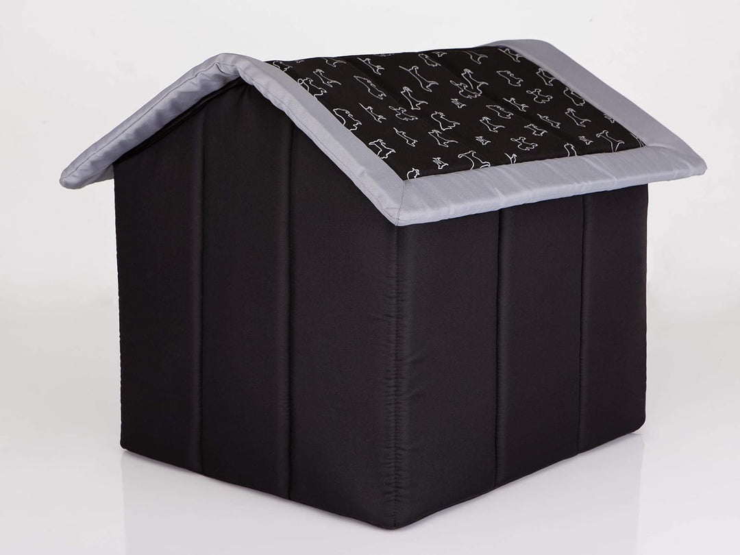 PillowPrim Hundehütte Hundehöhle Hundebett Hundehaus Katzenhöhle Tierbett XL - 60x55 cm schwarz mit