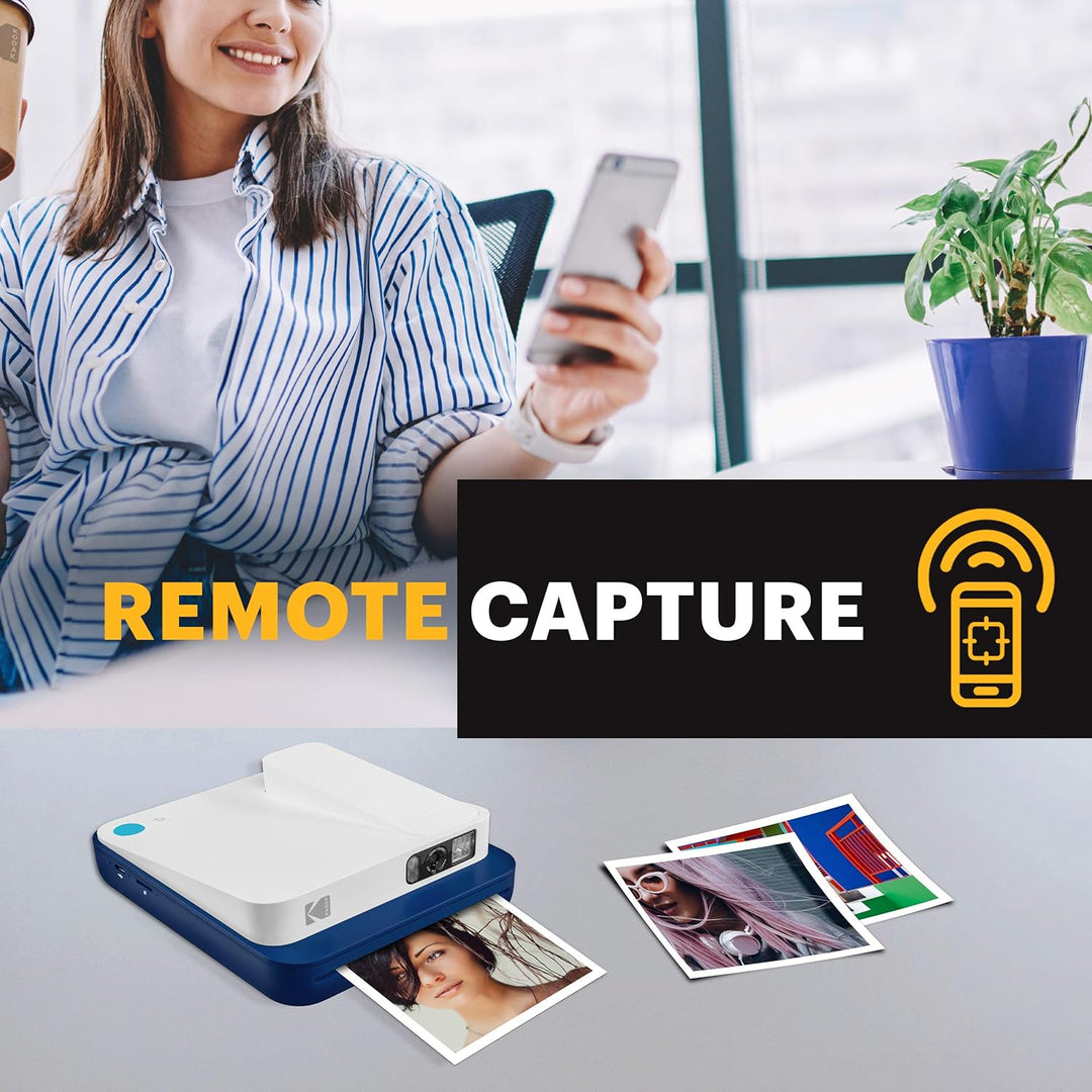 KODAK Smile Classic Sofortbilddigitalkamera + Bluetooth (Blau), 16MP, 35 Drucke/Aufladung – Starter-