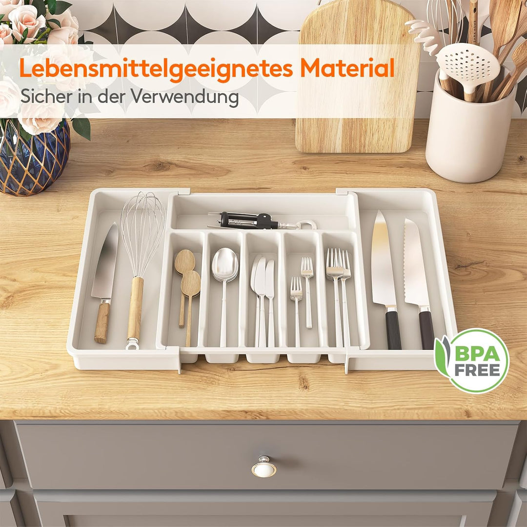 Lifewit Gross Besteckeinsatz für Schubladen,erweiterbarer Besteckhalter Utensilienhalter für Küchens