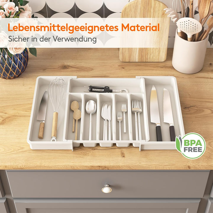 Lifewit Gross Besteckeinsatz für Schubladen,erweiterbarer Besteckhalter Utensilienhalter für Küchens