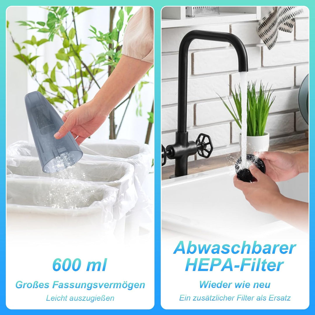 Handstaubsauger Akku, Tragbarer Mini Auto Staubsauger Stark mit Ladestation & Led Beleuchtung, 9000p