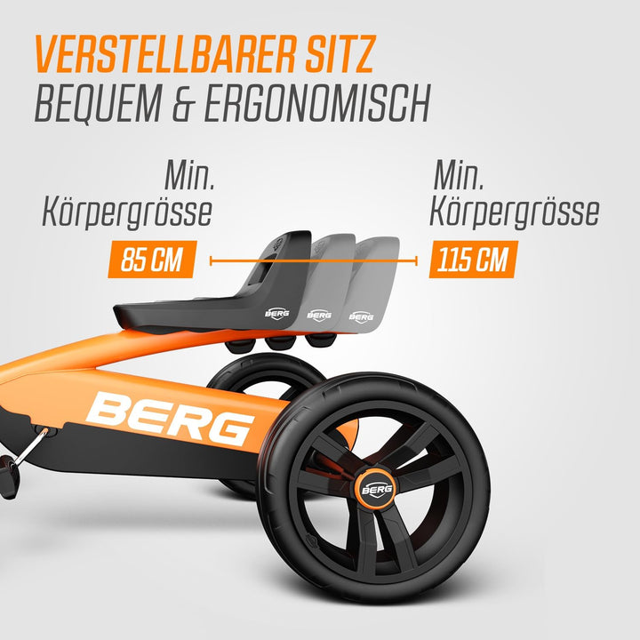 BERG Buzzy Kinder Go-Kart ab 2 Jahren, Tretfahrzeug Kettcar für Kleinkinder, Stabiles Kindergokart m