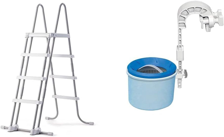 Intex 28076 Sicherheitsleiter, für Pools, Grau, 122 cm & Oberflächenskimmer - Deluxe Oberflächenskim
