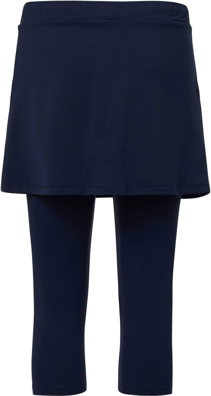 Sportkind Mädchen & Damen 2-in-1 Tennisrock mit Taschen & 3/4 Capri Leggings, Laufrock, Yogahose mit