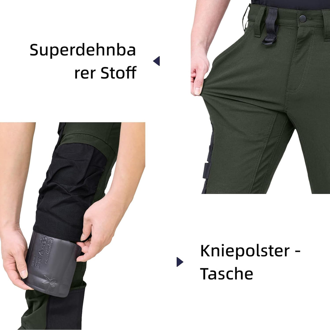 WORK IDEA Herren Slim-Fit Stretch Arbeitshose: Kritische Stoffbereiche aus Cordura – strapazierfähig