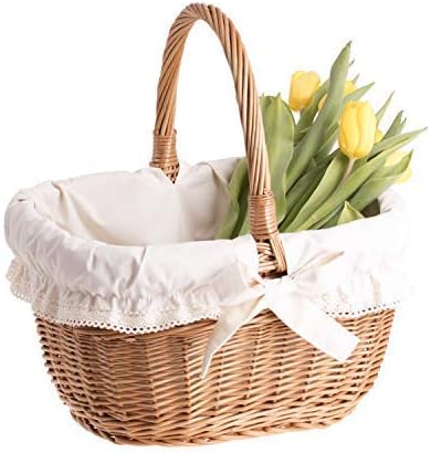 Geschenkkorb aus Weide, Weidenkorb in Naturfarbe, Präsentkorb, Dekorationskorb, Henkelkorb