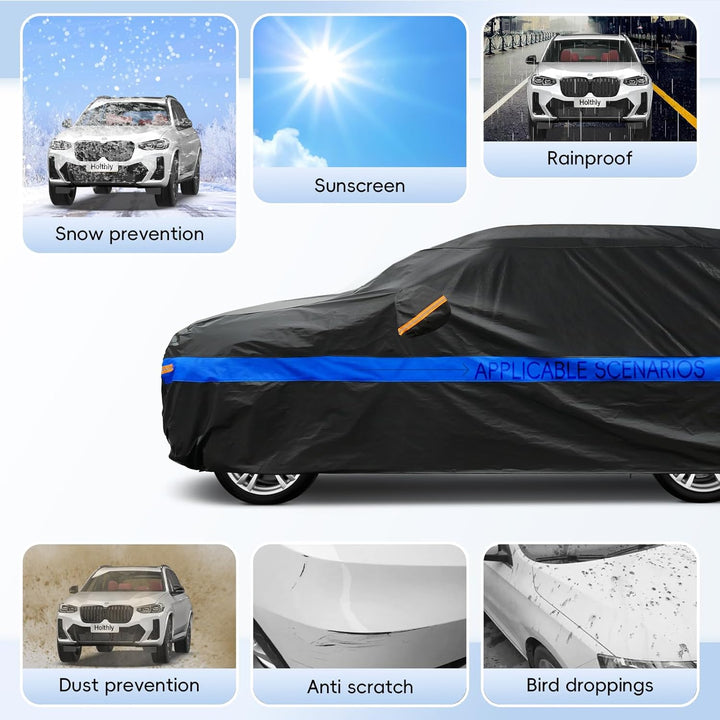 SUV Autoabdeckung Wasserdicht Atmungsaktiv,Auto-Abdeckplane für Vollgarage,Regen,Sonne,Staub und UV-