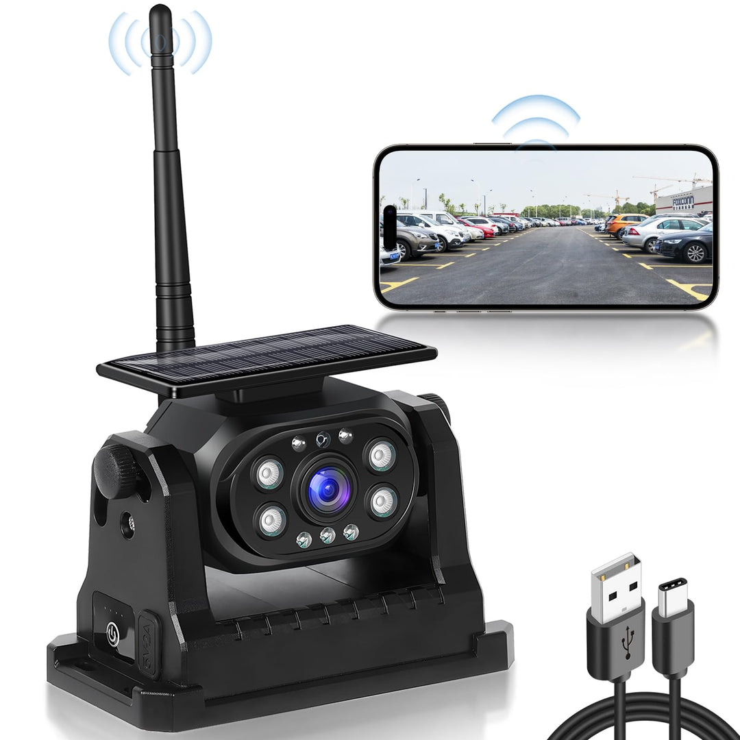 Hodozzy Kabellose Rückfahrkamera Solar Stabiles WiFi, 1080P Rückfahrkamera Auto mit Wasserdicht, Sol