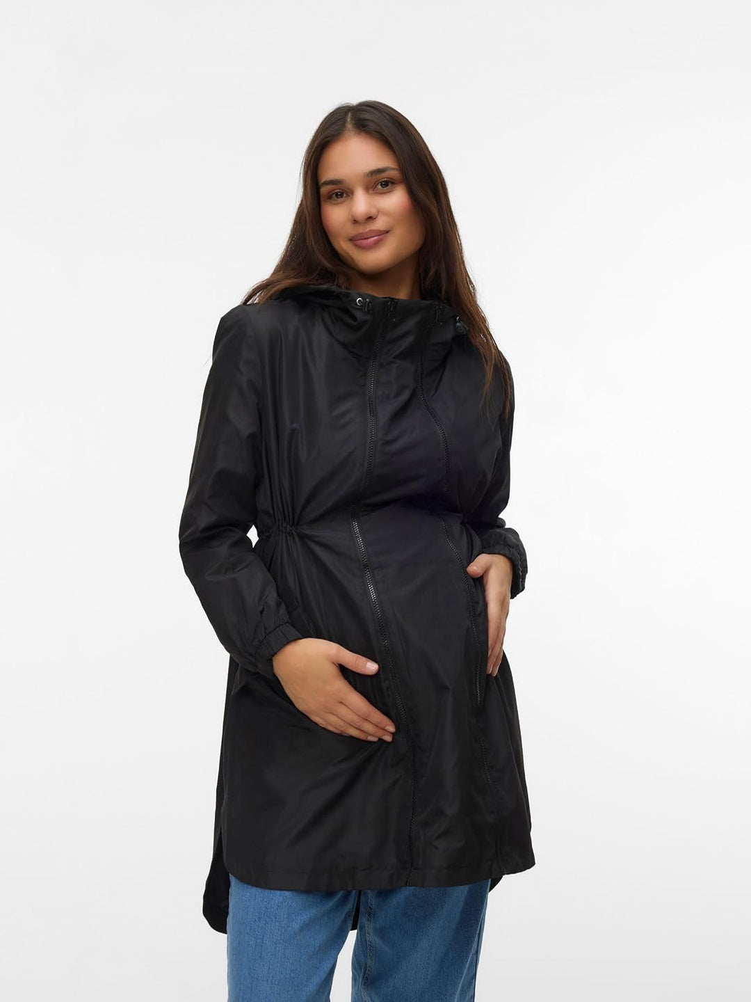 MAMALICIOUS Female Jacke Stehkragen Elastische Bündchen Mantel Schwarz M, Schwarz M