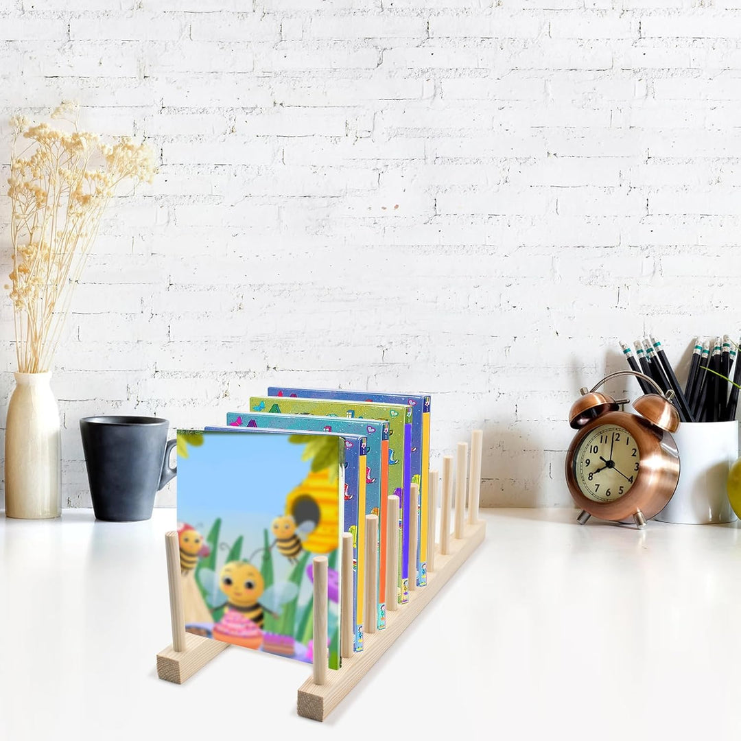 2 Stück Kinder Bücherregal 8 Fächer Bücherbank aus Holz Kinderbücherregal Aufbewahrung Ausstellungsr