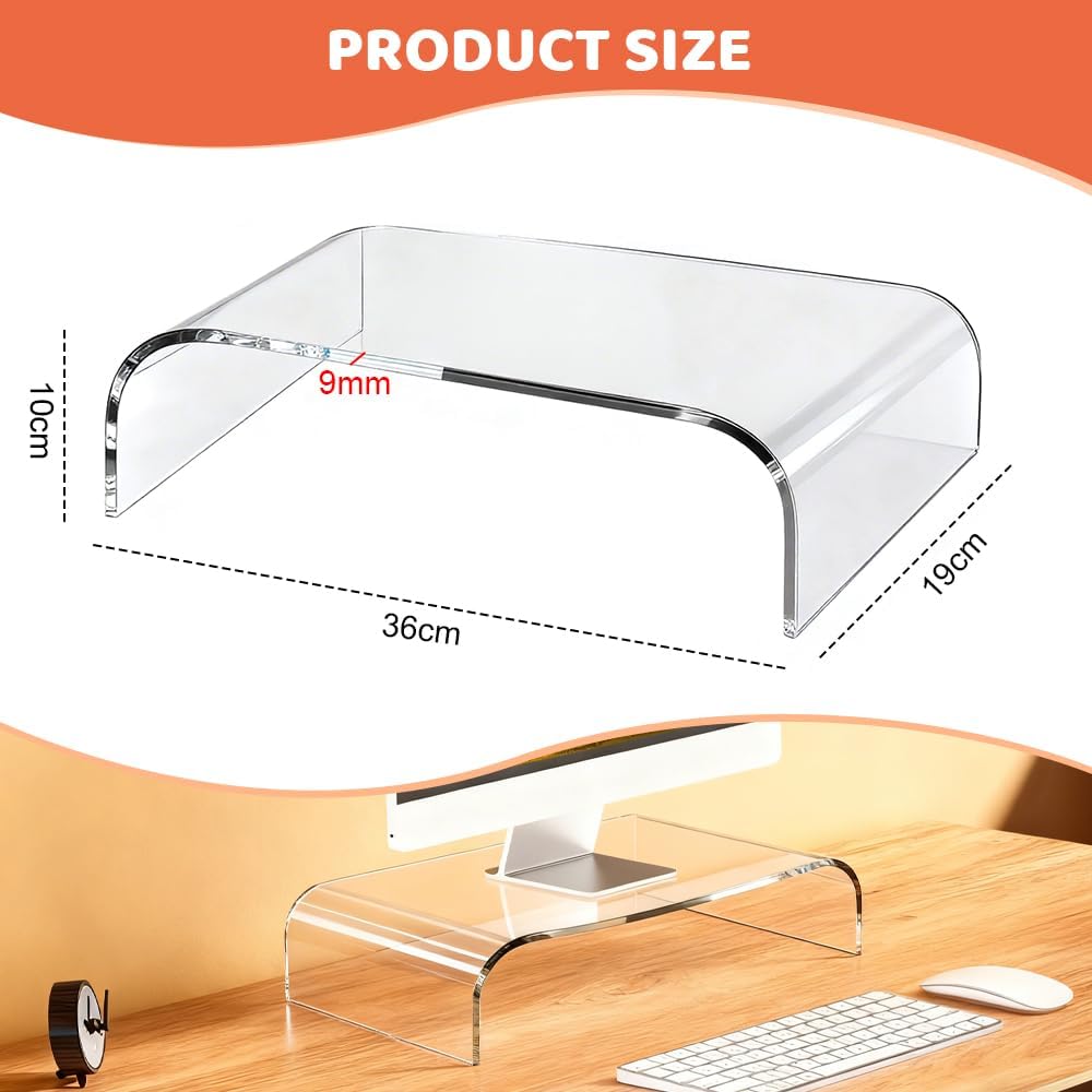 Monitorständer Acryl Bildschirmständer Transparenter Bildschirmerhöhung PC Laptopständer Monitorerhö