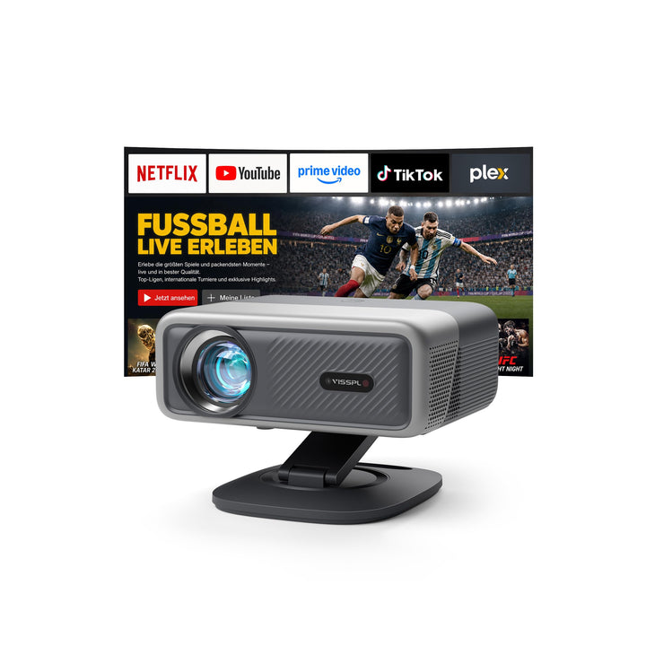 Smart Beamer 4K 【Offiziell APPs & Dolby Audio】 3500 ANSI Video Projektor, Autofokus&Trapezkorrektur,