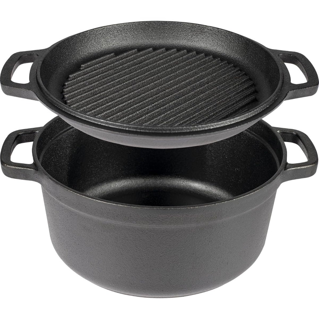 BROWIN® Gusseisen Topf mit Pfanne 330527 | 3,5 Liter Brotbackform | Robuster Kochtopf | 2in1 Gusseis