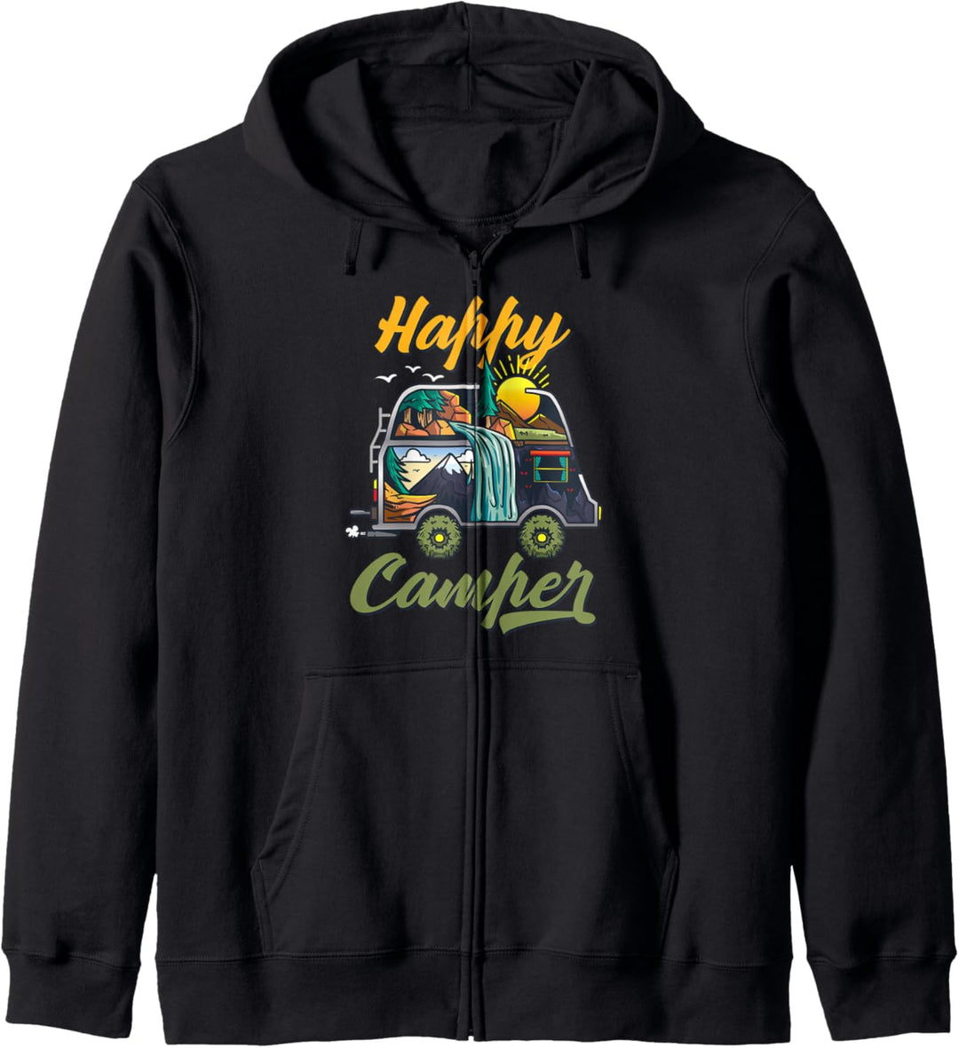 Happy Camper Camping Lagerfeuer Natur Zelt Geschenk Kapuzenjacke