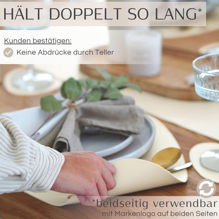 Mahewa® 6er Set Premium Tischset aus Kunstleder - Platzset abwaschbar und wasserdicht - Platzdeckche