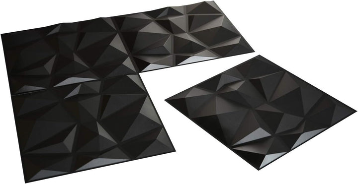 Art3d 3D-Verkleidung Strukturierte 3D Wandpaneele Wandgestaltung, Schwarzer Diamant, 50 * 50 cm (12e