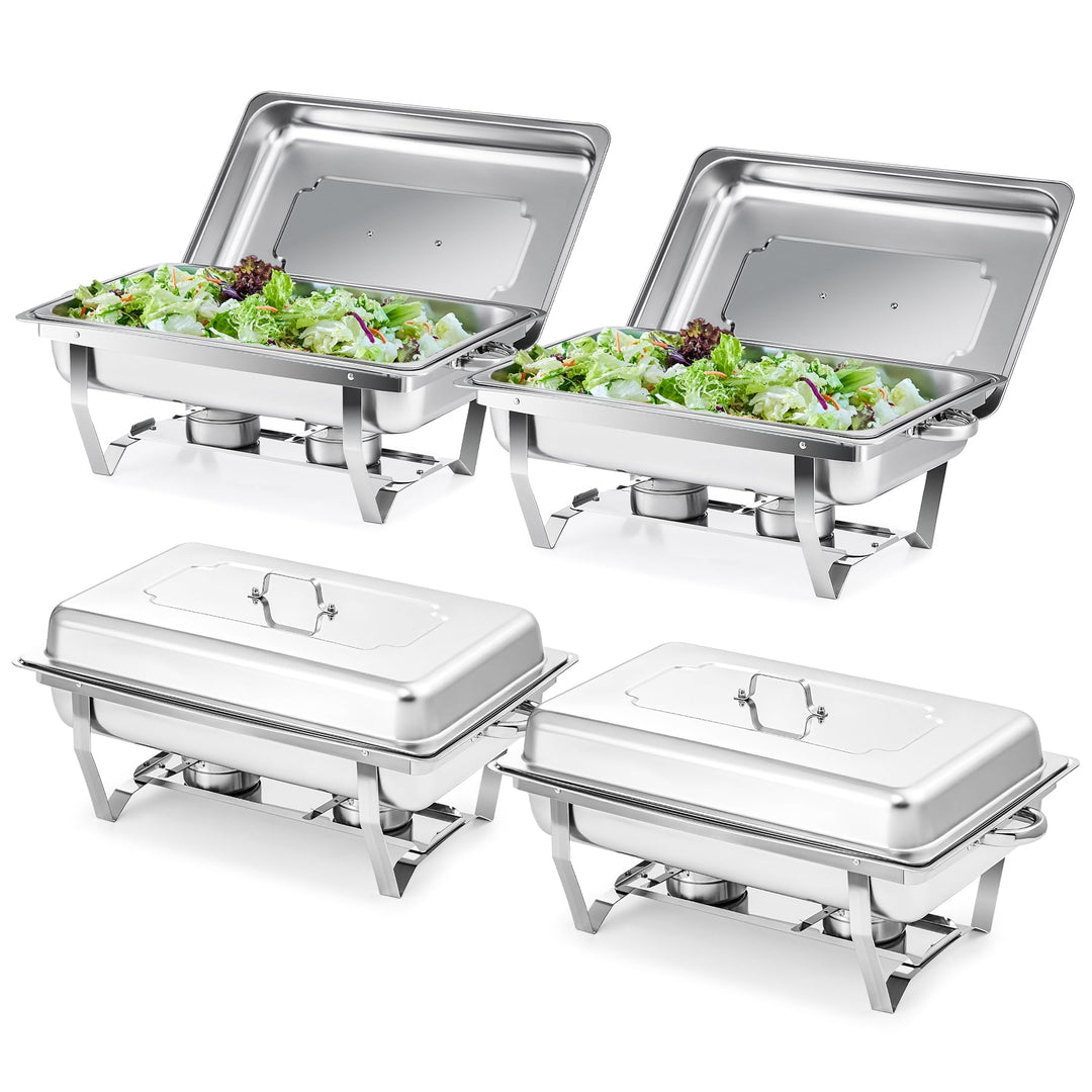 Wilprep Chafing Dish Speisewärmer 9L 4pcs Edelstahl Warmhaltebehälter Wärmebehälter Edelstahl Buffet