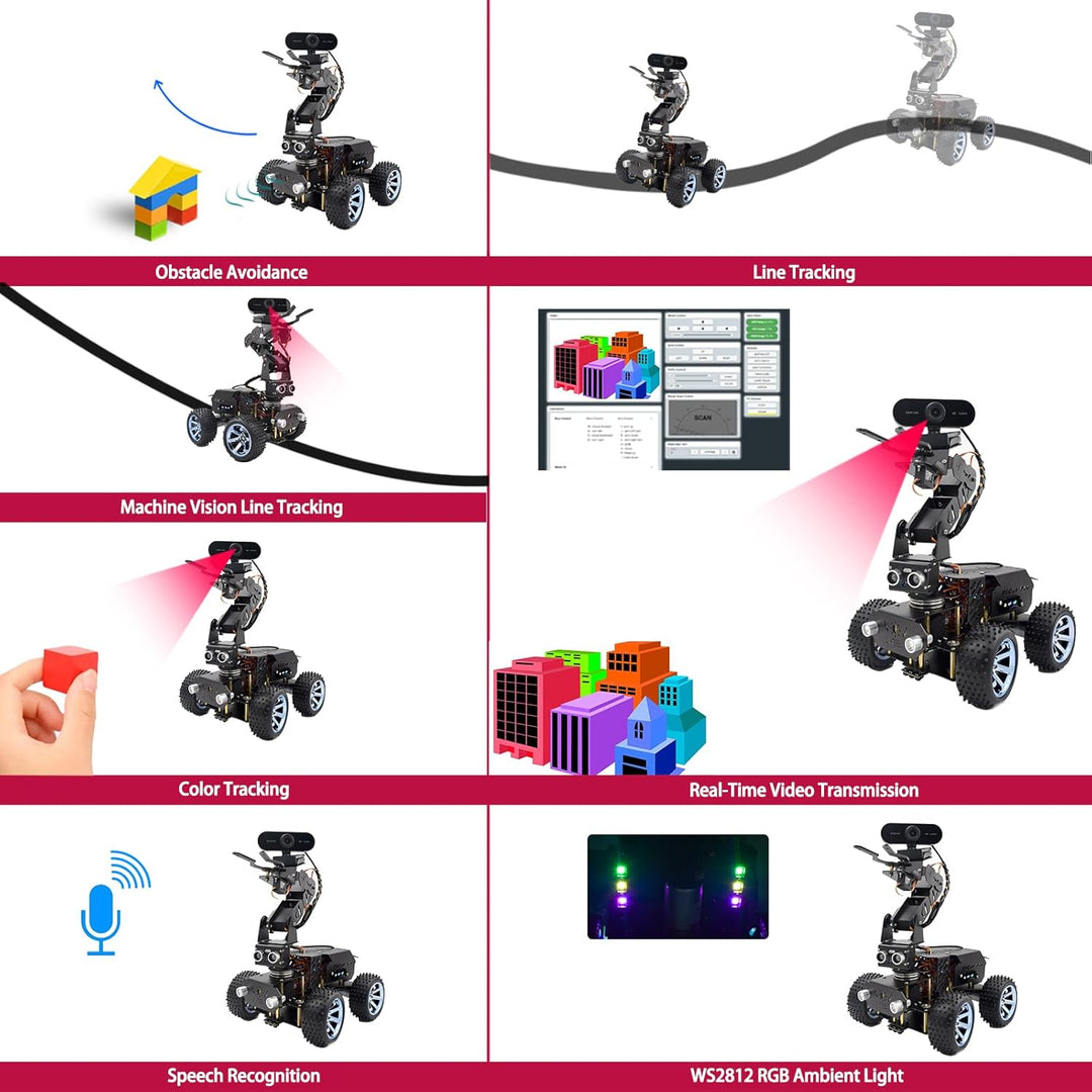 Adeept PiCar-Pro Raspberry Pi Smart Roboter Auto Kit Programmierung eines 2-in-1-4WD-Auto-Roboters m