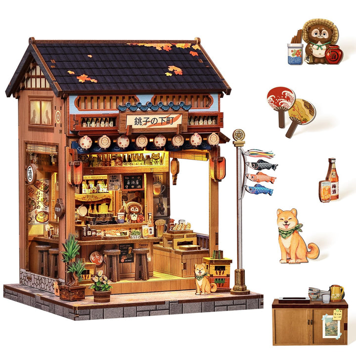 Book Nook Kit - Miniatur Puppenhaus mit LED-Beleuchtung: 3D Holz-Puzzle Buchstütze, Retro-stilvolle