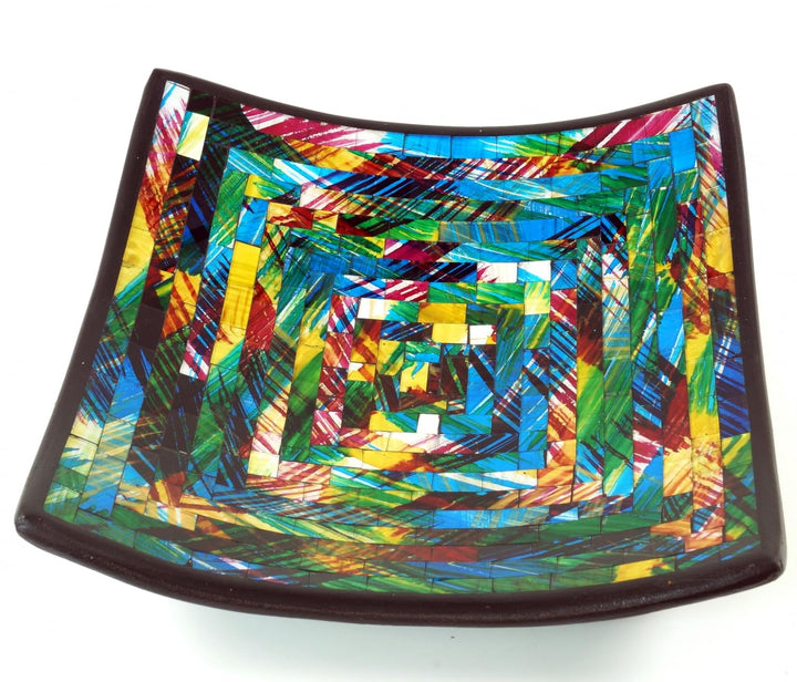 GURU SHOP Eckige Mosaikschale, Untersetzer, Dekoschale, Handgearbeitete Keramik & Glas Obst Schale -