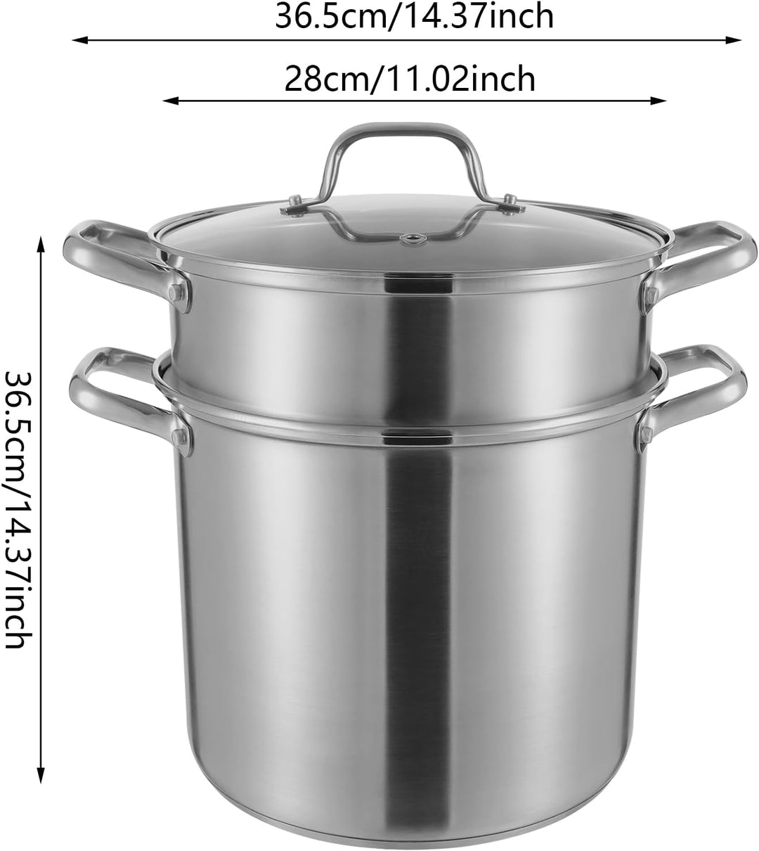 OUKANING Spargel und Pastatopf 8L Ø 28cm - 36cm Hoch Nudeltopf mit Sieb Spargeltopf hoch mit Glasdec