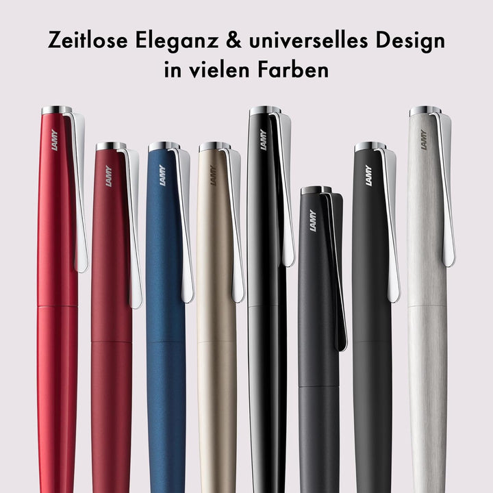 LAMY studio Premium Kugelschreiber 266 aus Edelstahl in schwarzem Lack-Finish, propellerförmige Clip