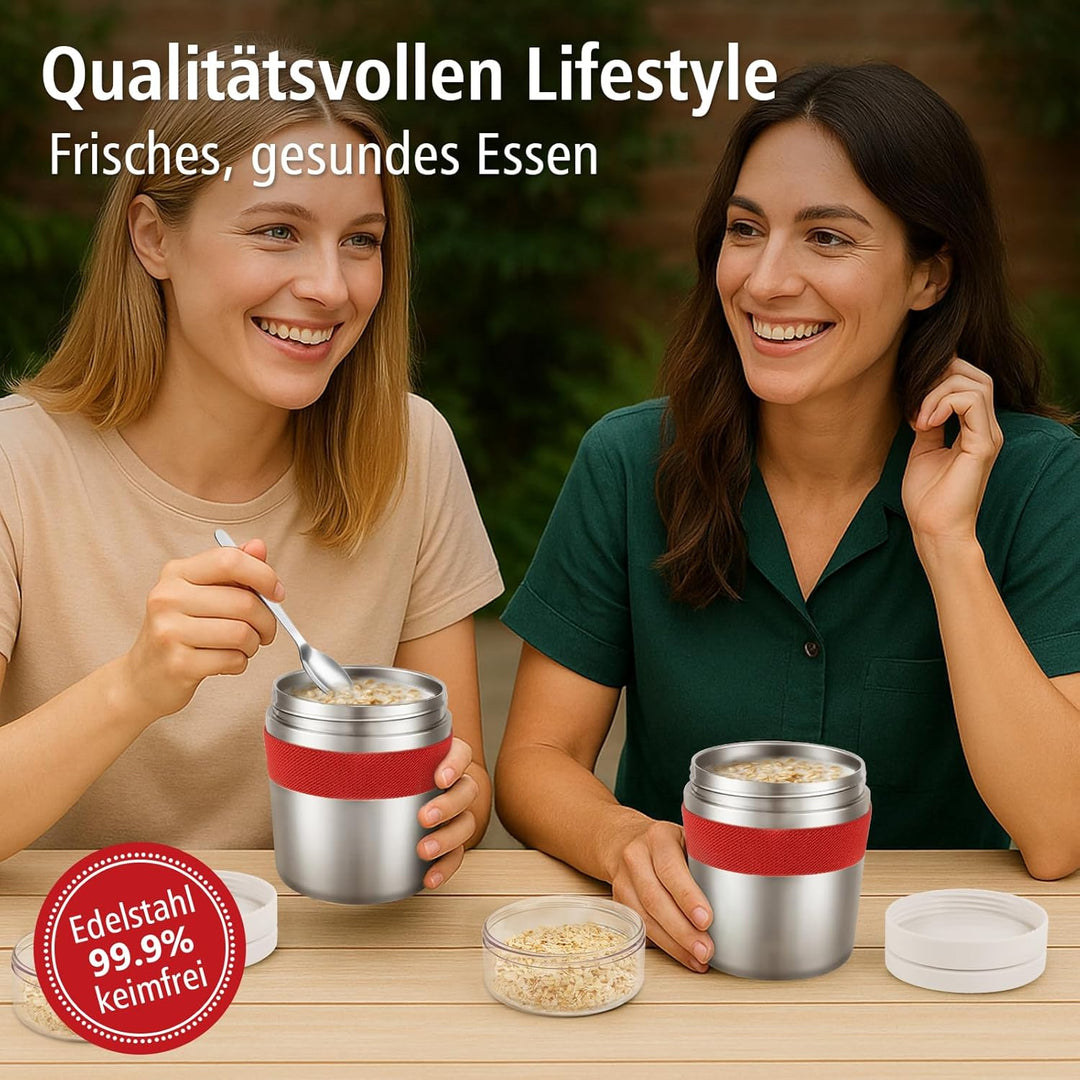 Edelstahl Müslibecher to go mit Löffel, Doppelwandiger Vakuum-Isolier Joghurtbecher to go 720ml, Neu