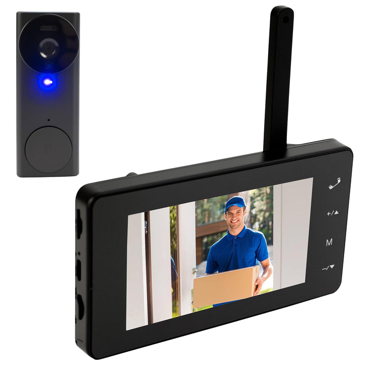 Kabellose Video Türklingel, WLAN Türklingel mit 4,3" Farbmonitor, 2 Wege Audio Gegensprechanlage und