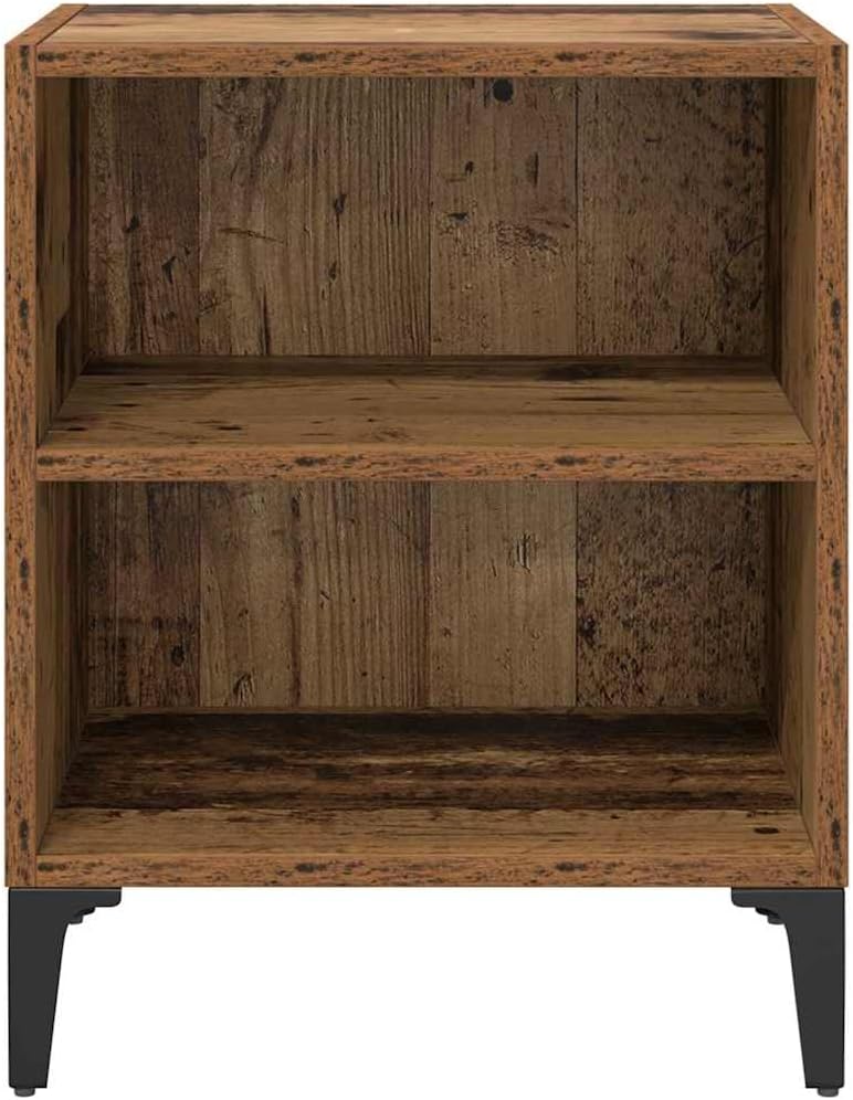 vidaXL Nachttisch Alte Holz 40X30X50 cm Engineering Holz mit Metallbeinen Rustikaler Nachttisch für
