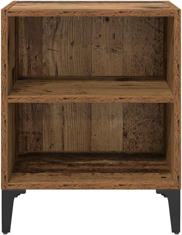 vidaXL Nachttisch Alte Holz 40X30X50 cm Engineering Holz mit Metallbeinen Rustikaler Nachttisch für