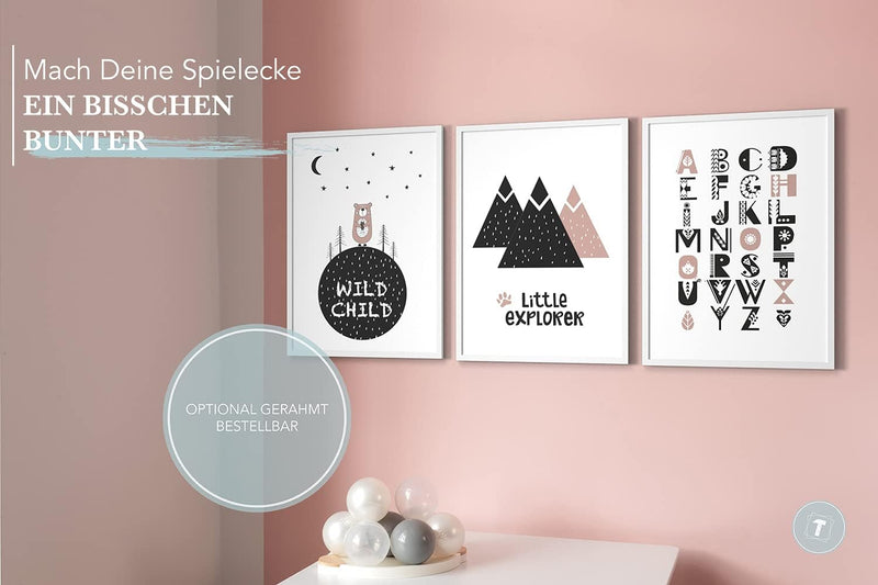 Papierschmiede® Kinderposter 3er Set, DIN A2 Wanddeko, Geschenk für Jungen & Mädchen Kinderzimmer Ba