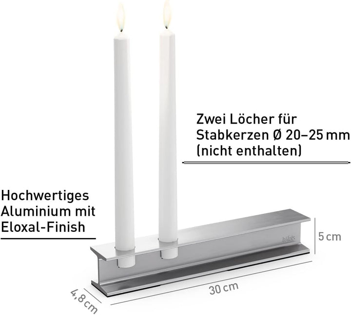 höfats - HENRY METAL II Silber - Design Kerzenhalter für zwei Stabkerzen - moderner Kerzenständer im