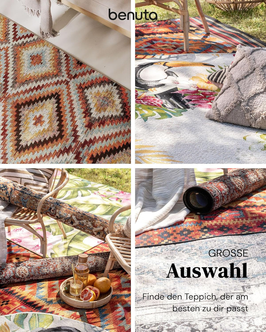 benuta In- & Outdoor-Teppich Artis Multicolor 80x165 cm 80x165 cm Multicolor, 80x165 cm Multicolor