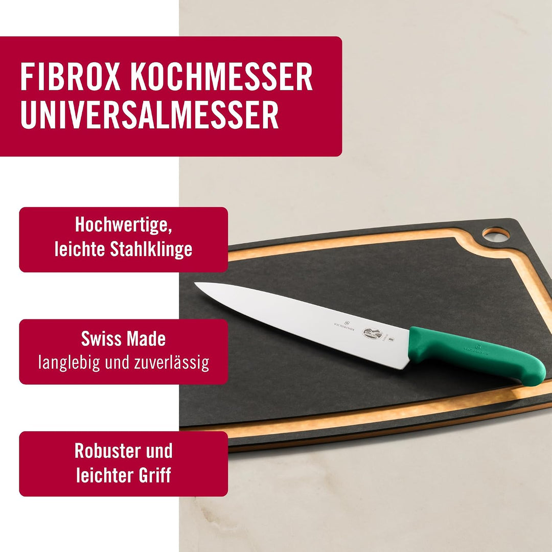Victorinox Fibrox Kochmesser, Breites Universalmesser für Fleisch, Fisch, Gemüse und Kräuter, 25 cm,