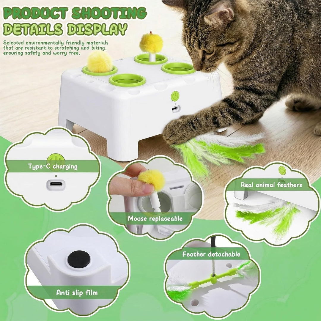 2-in-1 Automatisches Katzenspielzeug, Interaktives Katzenspielzeug, Wiederaufladbares Katzenmaus-Spi
