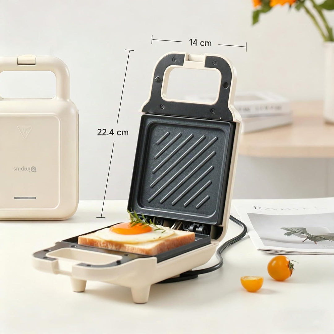 SIMPLUS Sandwichmaker Klein für Knusprige Dreiecks, Sandwichtoaster, 650W, Antihaftbeschichtete Plat