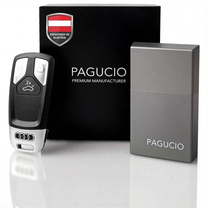 PAGUCIO® Premium Keyless Go Schutz Autoschlüssel Box - Hochwertiges Aluminium Etui für Auto Schlüsse