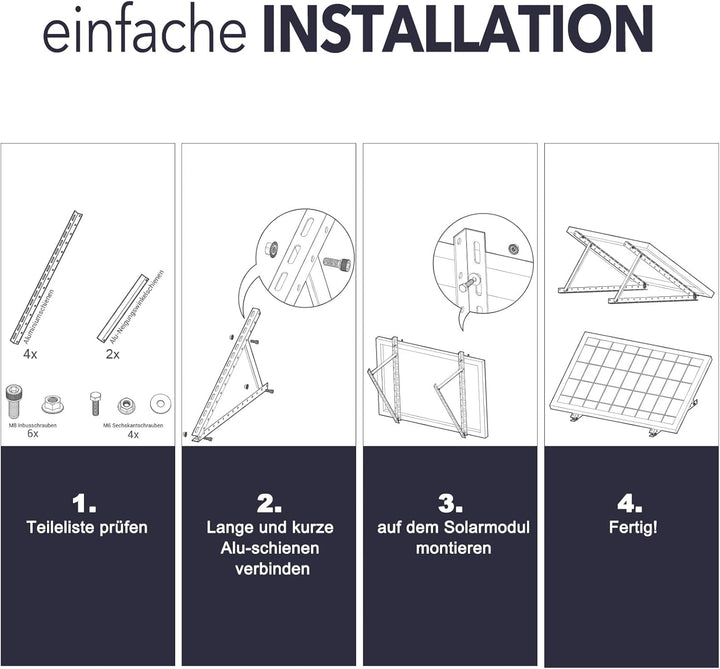 enjoy solar Dreiecke Aluminium verstellbare Halterung mit Neigungswinkel 20° -60° für Solarpanel Sol